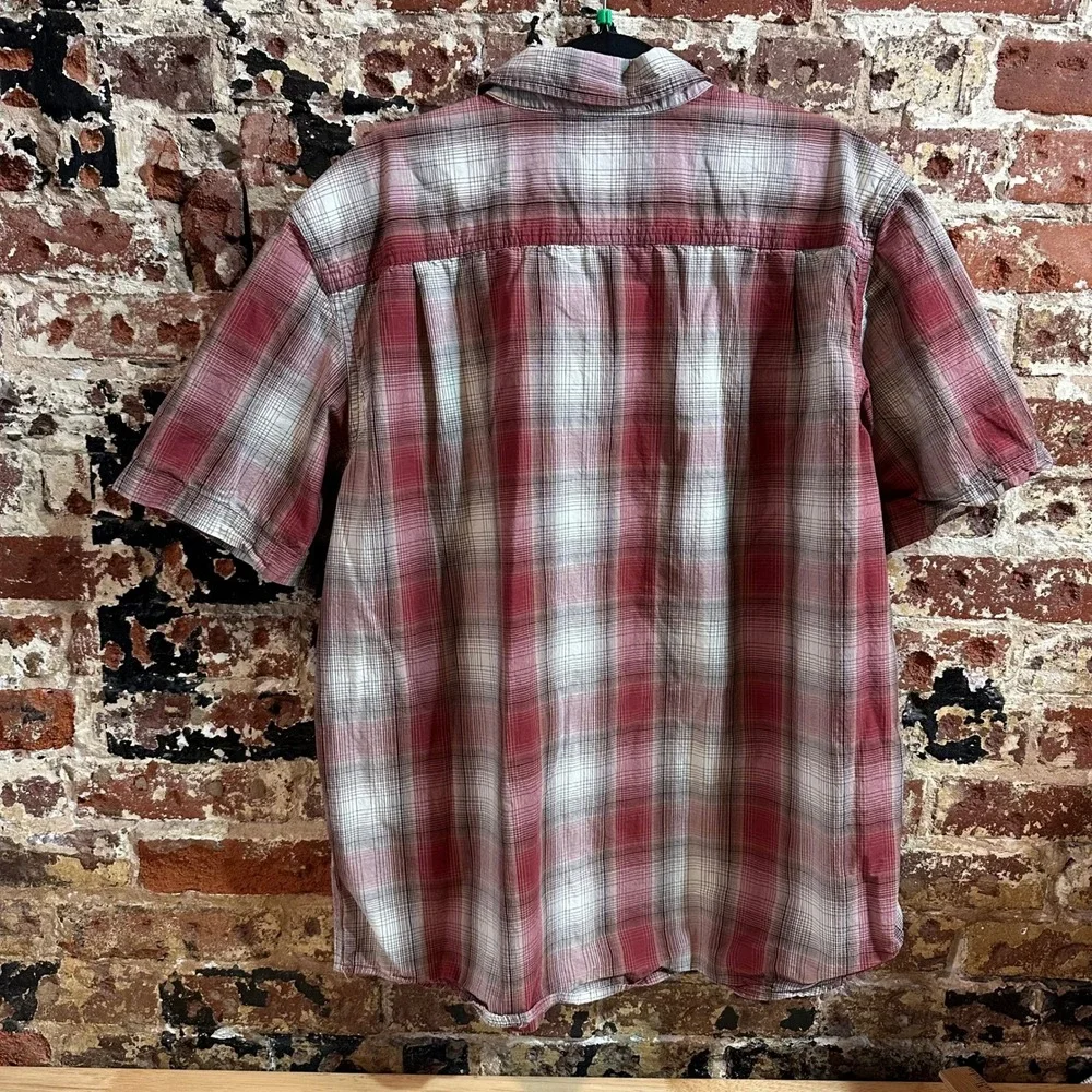 Carhartt shirt mens XL button up Short Sleeve Work Shirt Red Plaid Casual